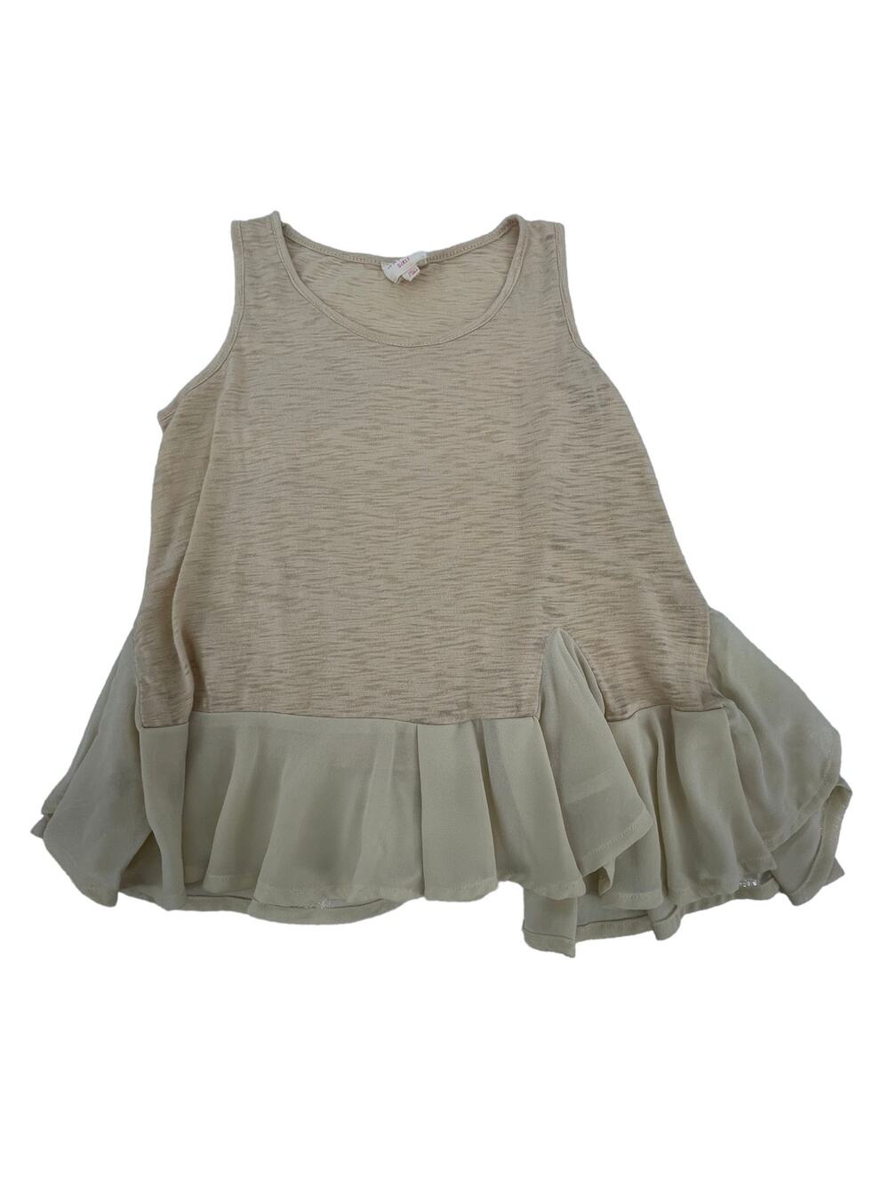 Hayden Girls Beige Burnout Ruffled Sleeveless Tank Top Youth Size 13/14